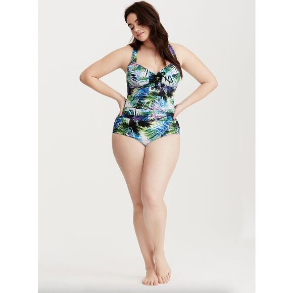Torrid Underwire Lace-Up One Piece Swimsuit Cool Tropical Plus Size 4X - Picture 2 of 14